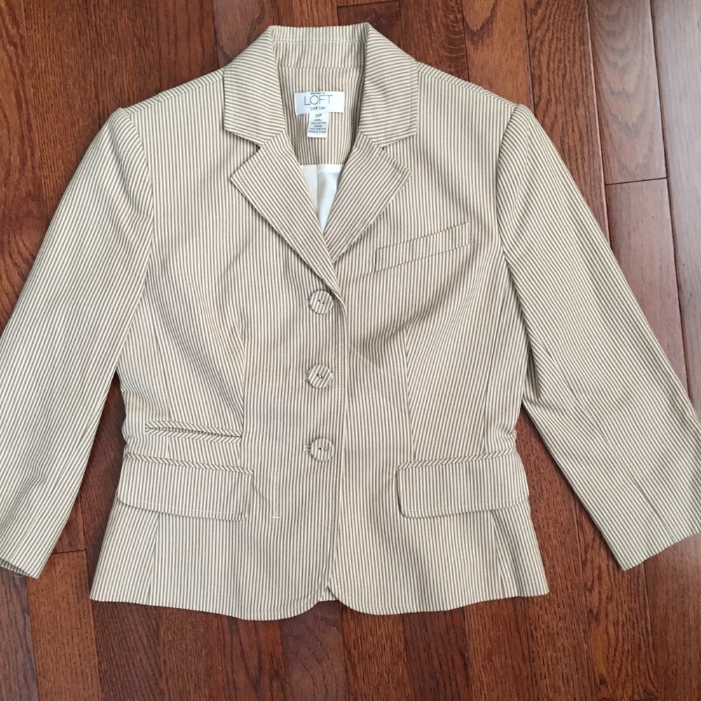 LOFT 3/4 Length Sleeve Pinstriped Blazer